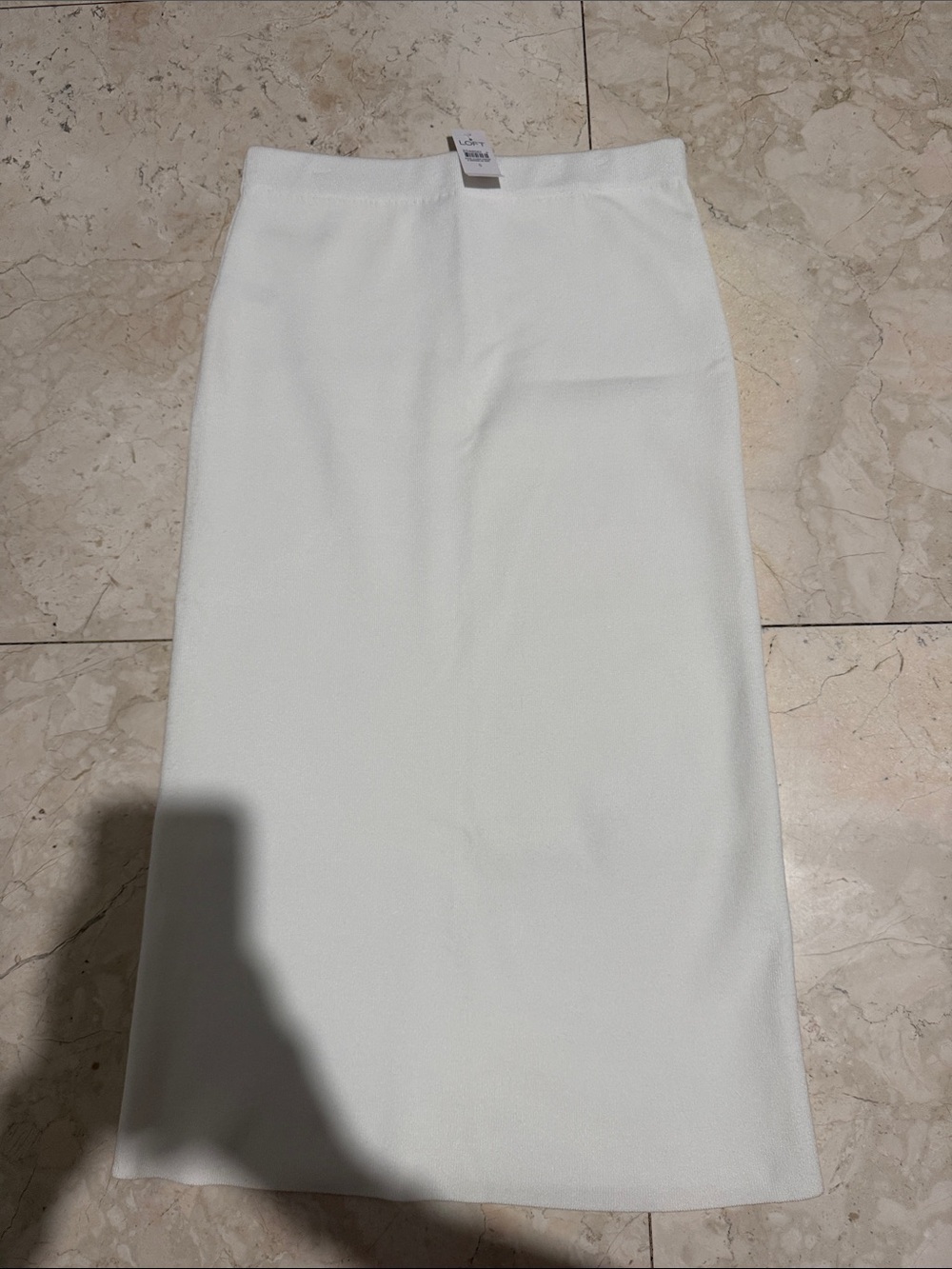 LOFT Cream White Midi Pencil Skirt